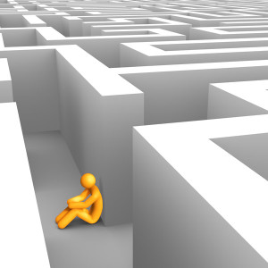 Illustration of person lost in a maze